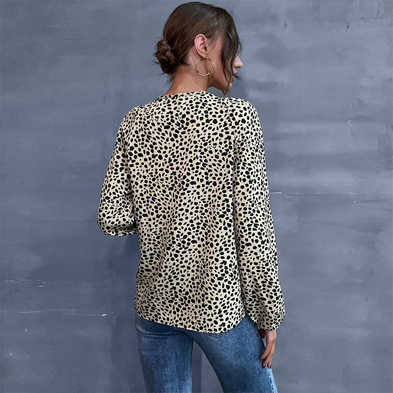 Fashion Women's New Spring New Leopard-Print Shirt Long-Sleeved Women