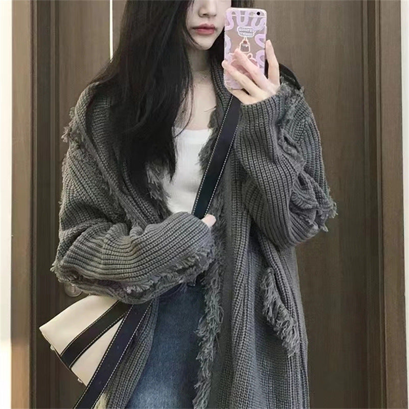 Sweater Version Lazy Wind Loose Knitted Sweater Female Autumn New Design Sense Of Minority Top Woman