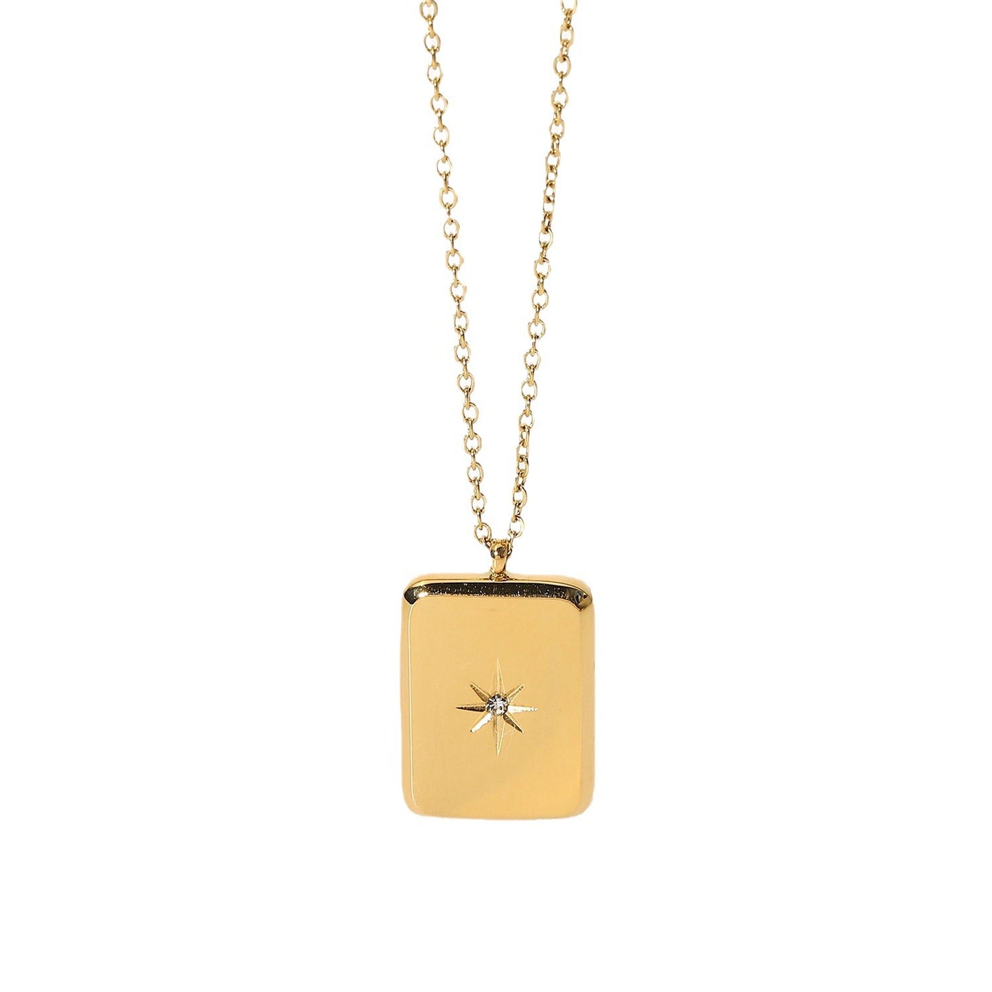 5pcs New 18-Karat Gold Stainless Steel Drop Elegant Necklace Jewelry Zircon Star Energy Pendant Women's Necklace