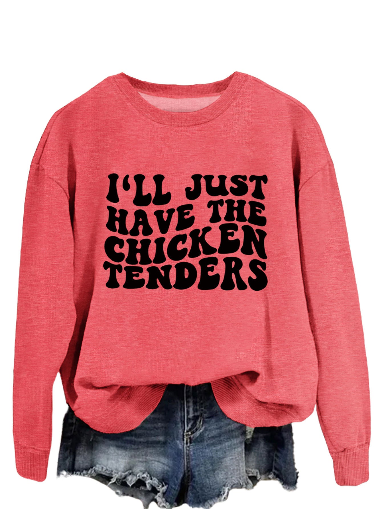 I'LL Just Have The Chicken. Women's Crew-Neck Long-Sleeved Loose-Fitting Hoodie