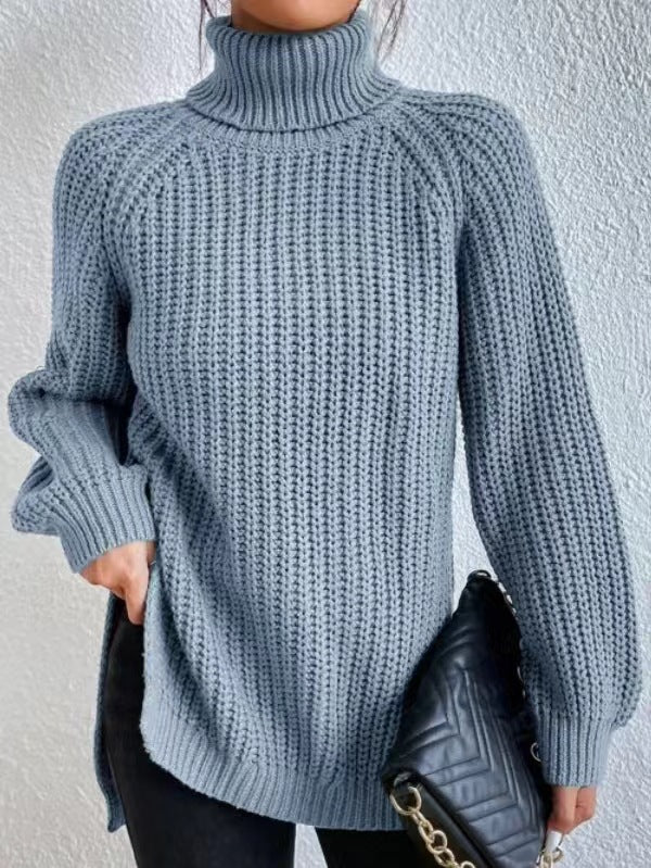 Autumn/Winter New Rotator Sleeve High-Lapel Mid-Length Sweater Dress