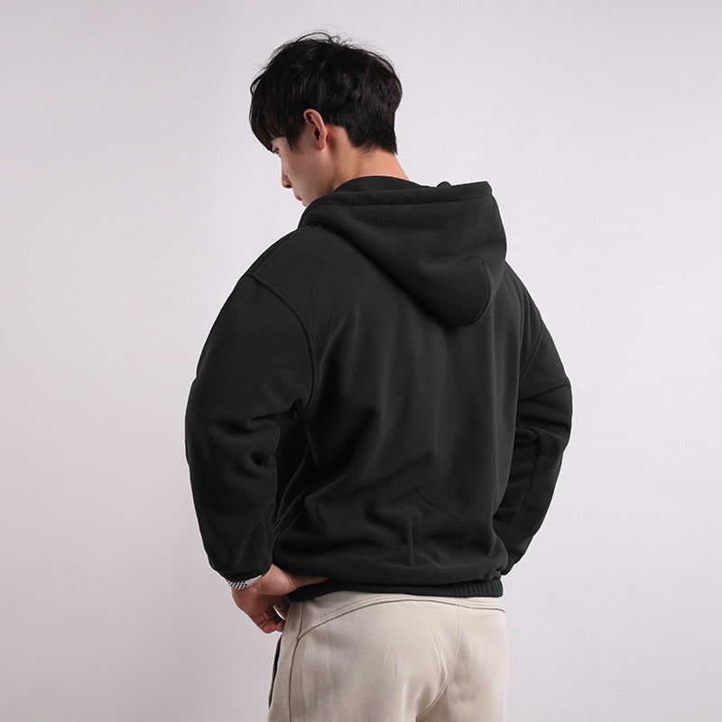 Men's Hoodies Coat Casual Zipper Cardigan Hoodie Solid Color Loose New Autumn and Winter Outdoor Running Training