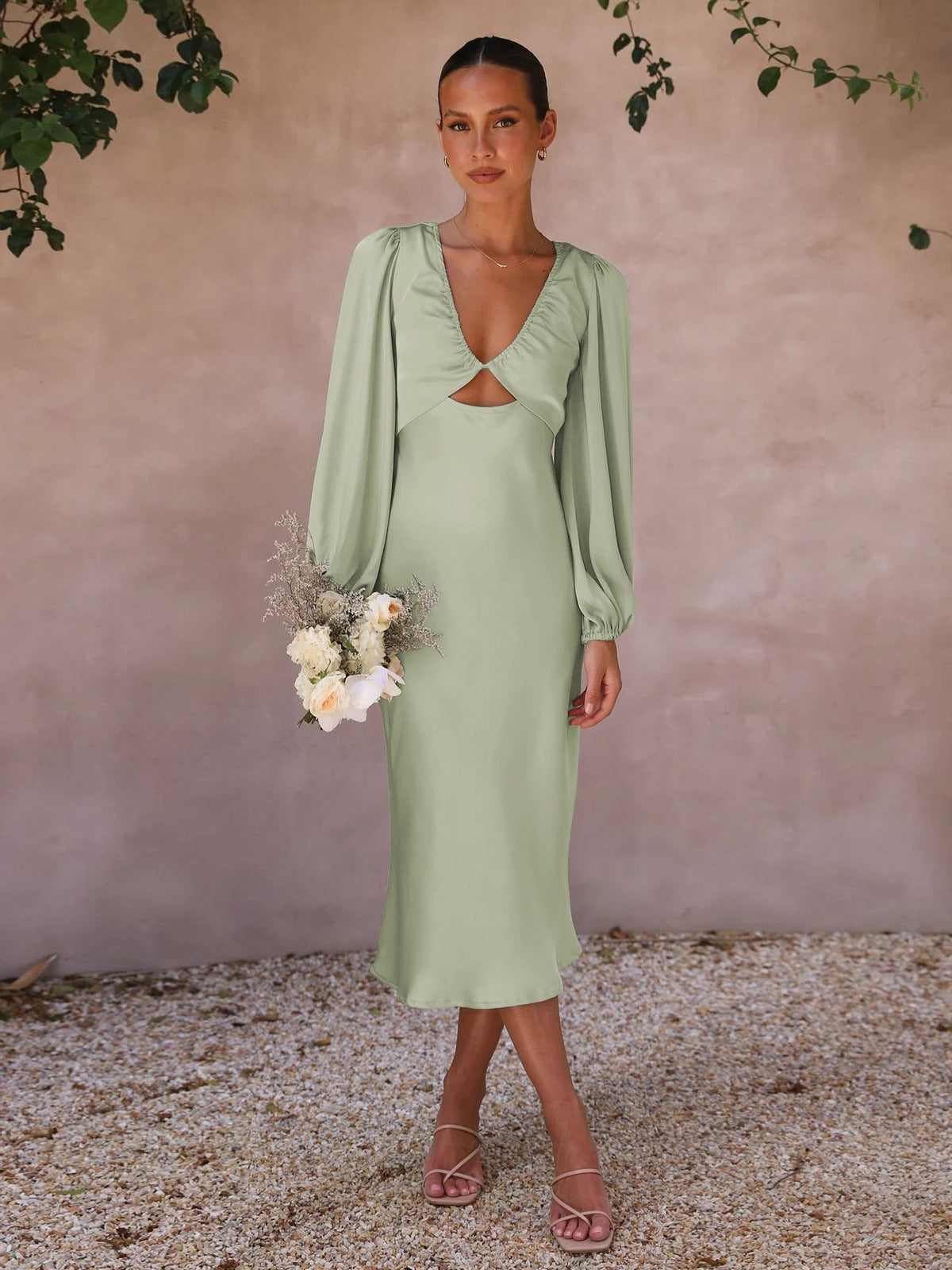 Dress High Sense Satin Lace Halter Bridesmaid Dress Temperament Elegant Women's Evening Dress