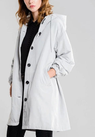 Women's Large Size Trench Coat In The Long Loose Long-Sleeved Coat Multi-Color Option