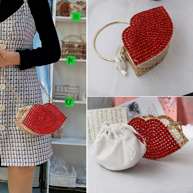 Summer New Popular Diamond-Encrusted Niche Diy Dinner Party Pearl Hand-Held Diagonal Banquet Bag