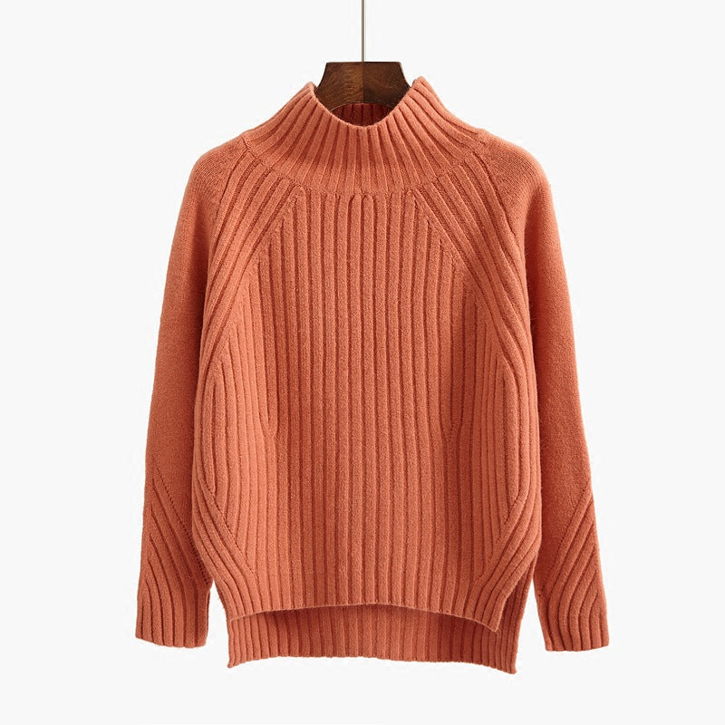 Half Turtleneck Sweater For Women Before Autumn And Winter Short After Long Swing Fork Thickened Loose Knit Bottom Coat