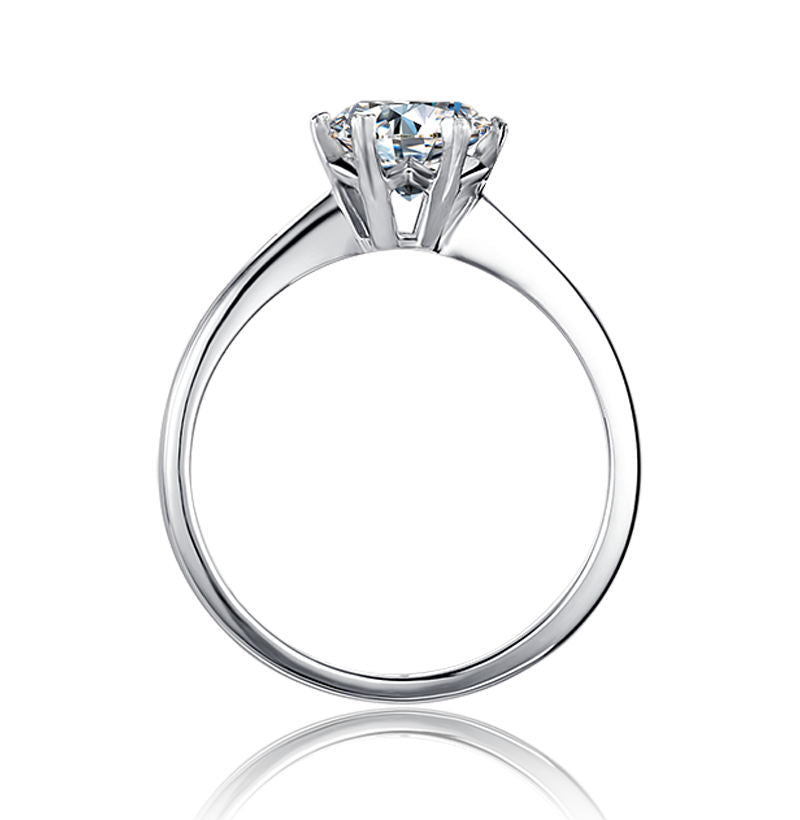1 Carat Moissanite Ring Female Korean Version Simple Fashion Temperament S925 Silver Six-Claw Inlaid Gemstone Ring
