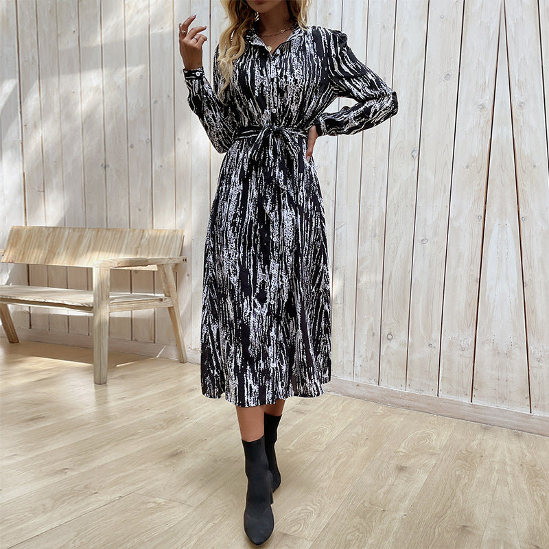New Autumn And Winter Women's Dress New Long-Sleeved Tie Dye Dress