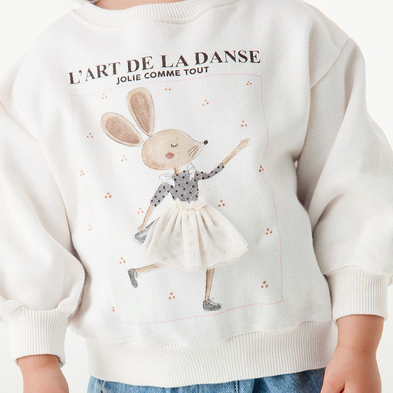 Autumn And Winter Long-Sleeved Girls' Hoodie Printed Pure Cotton Top Fleece Children's Hoodie