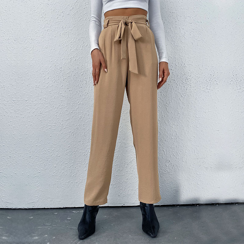 New Spring And Autumn Pants Commuter Style Women's Pants Lace-Up Pants