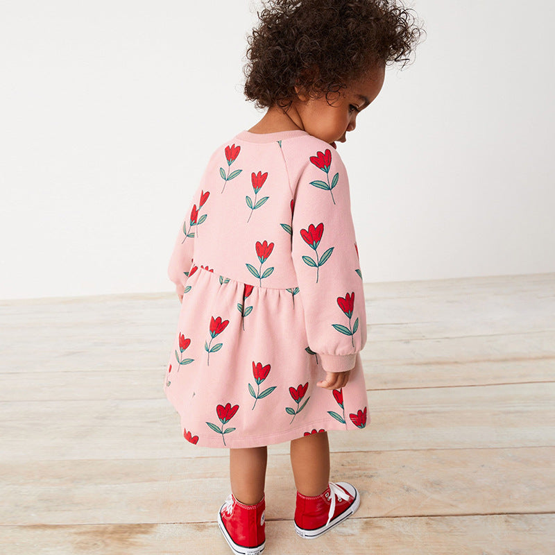 Long Sleeve Hoodie For Girls Pure Cotton Children's Dress New Cute Girl Child Dress