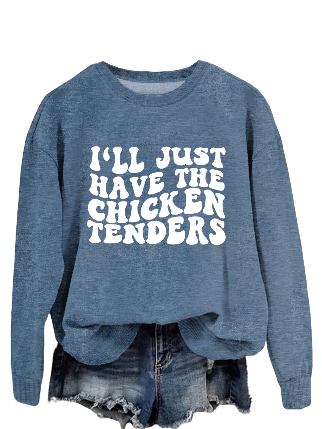 I'LL Just Have The Chicken. Women's Crew-Neck Long-Sleeved Loose-Fitting Hoodie