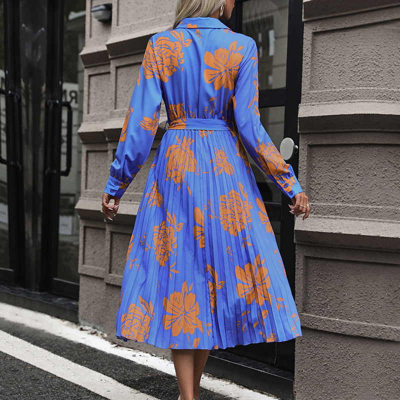 New Fashion Women's Blue Dress Autumn Women
