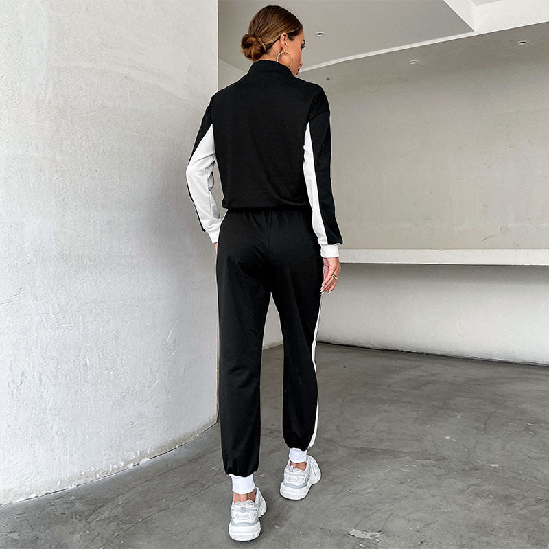 New Splicing Stand Collar Hoodie Leisure Suit Two-Piece Fashion