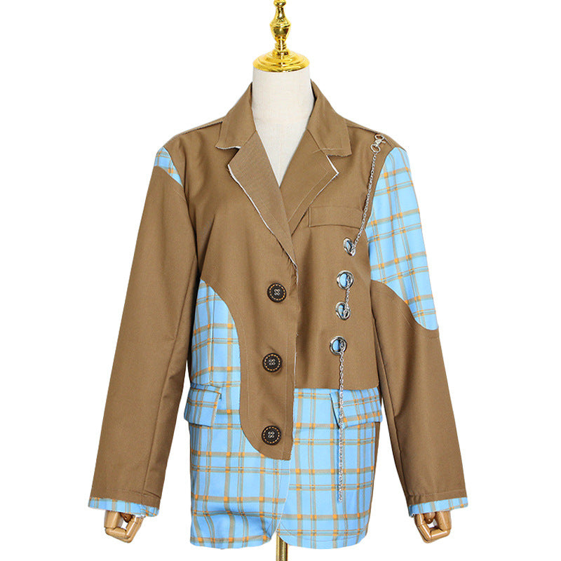 Spring New Casual Suit Jacket Splicing Fashion Personality Simple Trend Everything Matching Slimming Style
