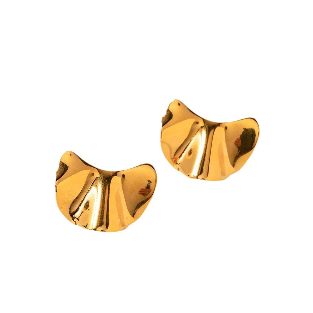 5pcs Women's 18K Gold Stainless Steel Irregular Bump Earrings Titanium Steel Gold Earrings