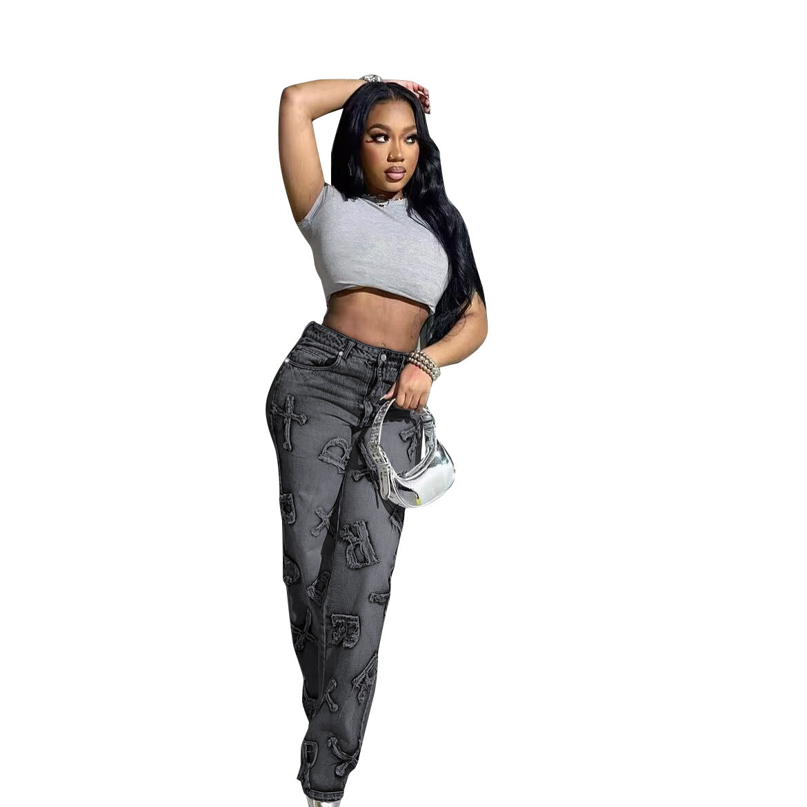 New Jeans Fashion Label Casual Straight Leg Jeans