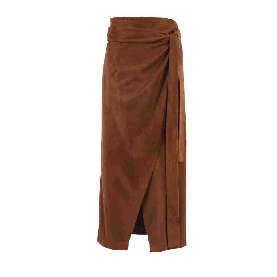 Autumn And Winter New American Vintage High-Waisted A-Line Skirt Deerskin Velvet Casual Mid-Length Skirt