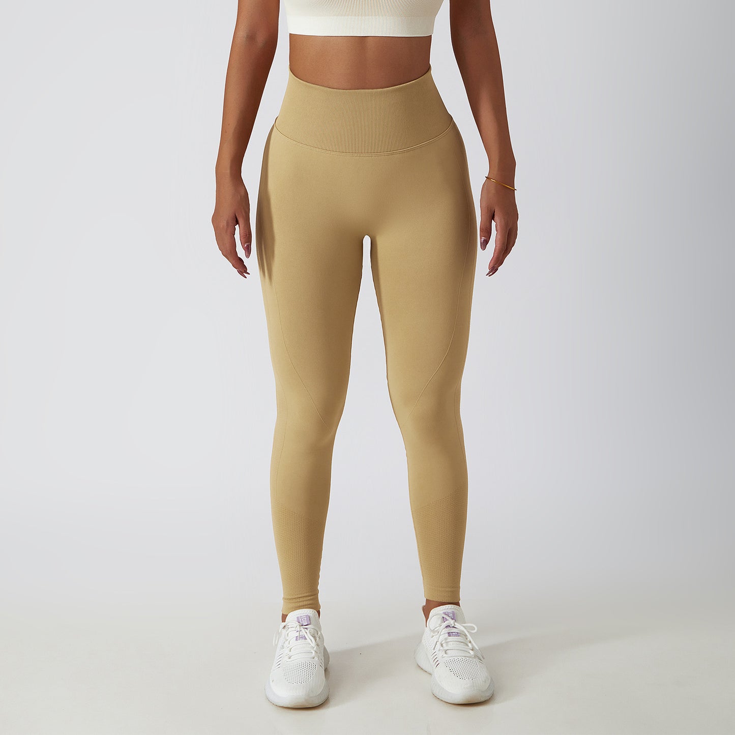 Outdoor Running Fitness Pants Hip Lift Yoga Pants Women's Seamless Knit Tight Height Waist Breathable Exercise Yoga Pants