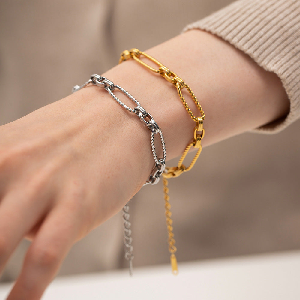 5pcs New Titanium Steel Bracelet 18K Long Hollow Woven Stainless Steel Bracelet Does Not Fade Jewelry