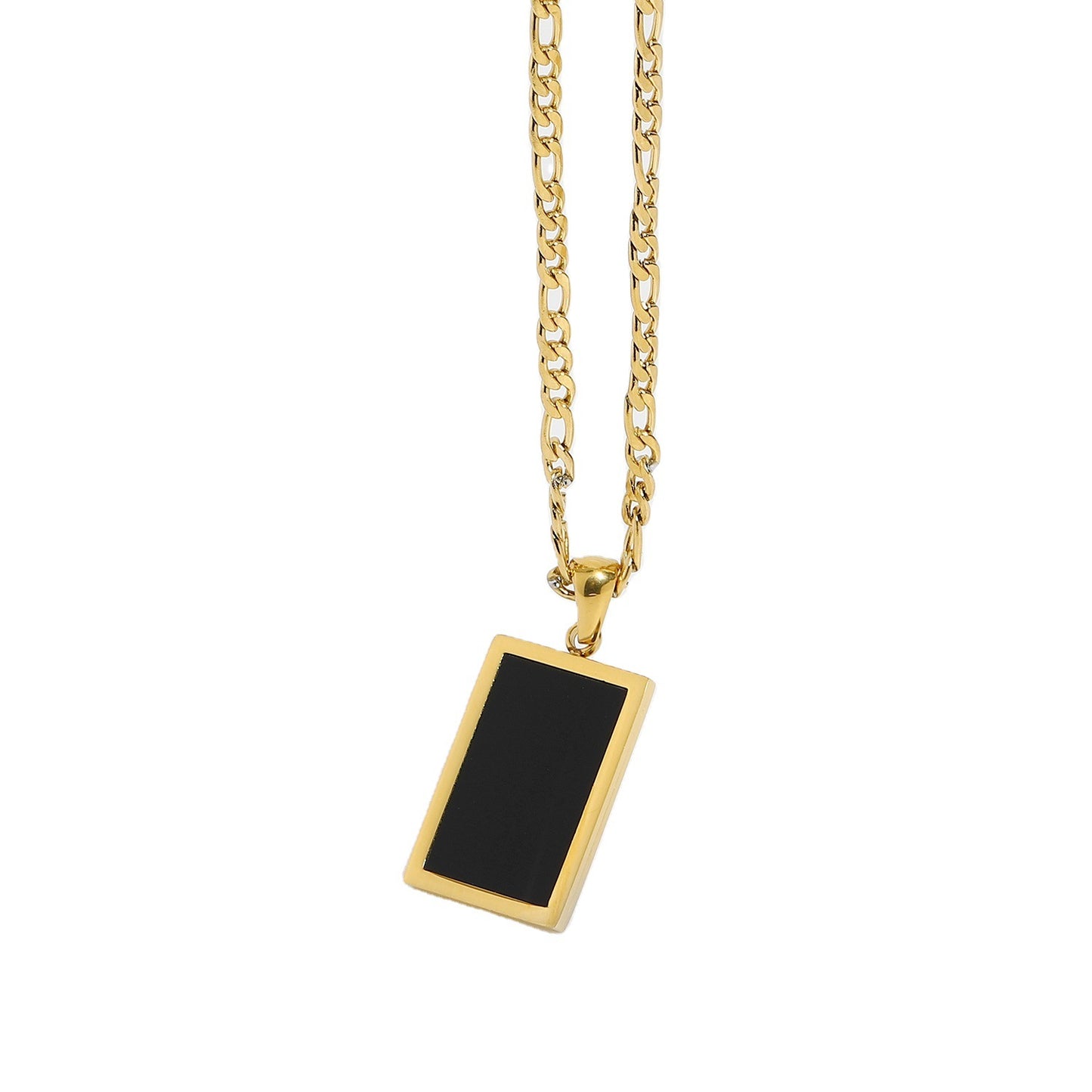 5pcs Accessories Rectangular Abalone Malachite Agate Shell Pendant Necklace Stainless Steel Plated Chain Necklace