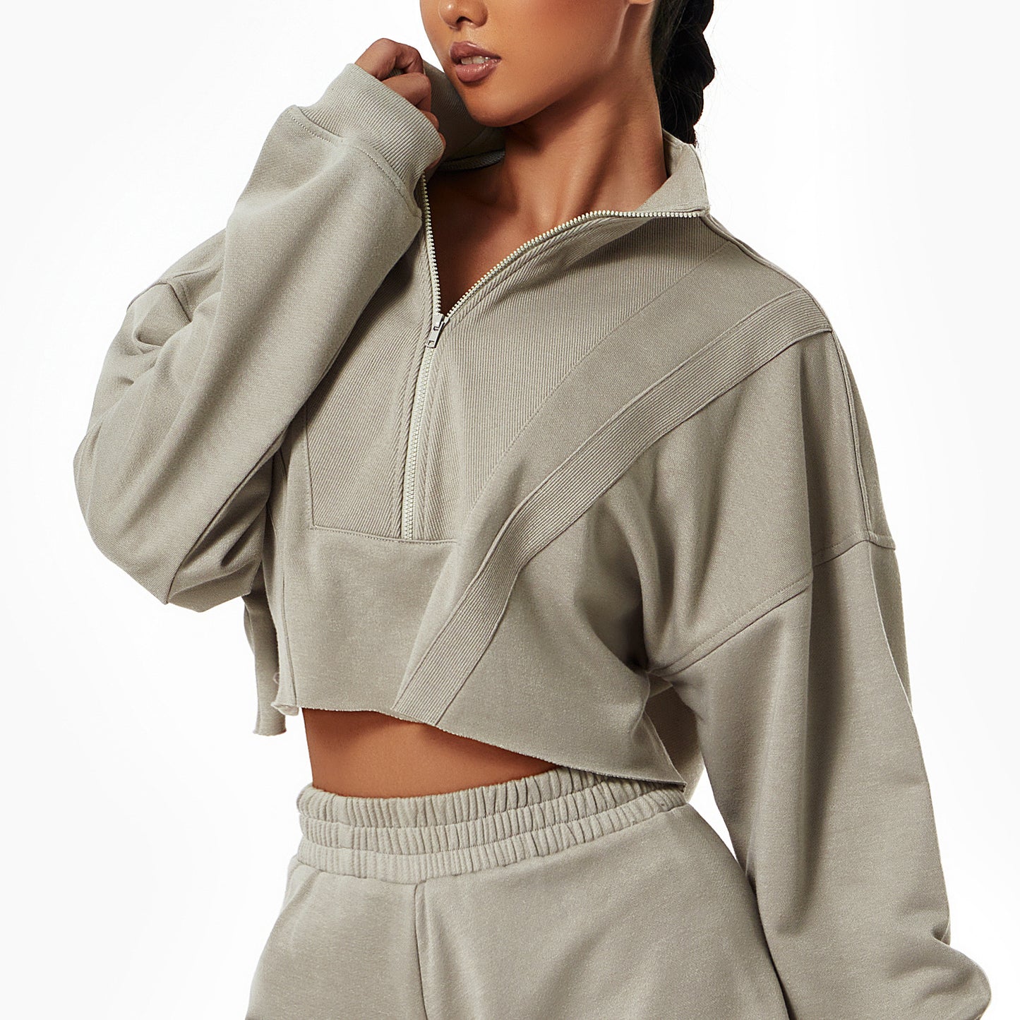 Long Sleeved Sports Hoodie Loose Fashion Stand-Up Collar Zipper Top Wear Gym Training Casual Outdoor Hoodie