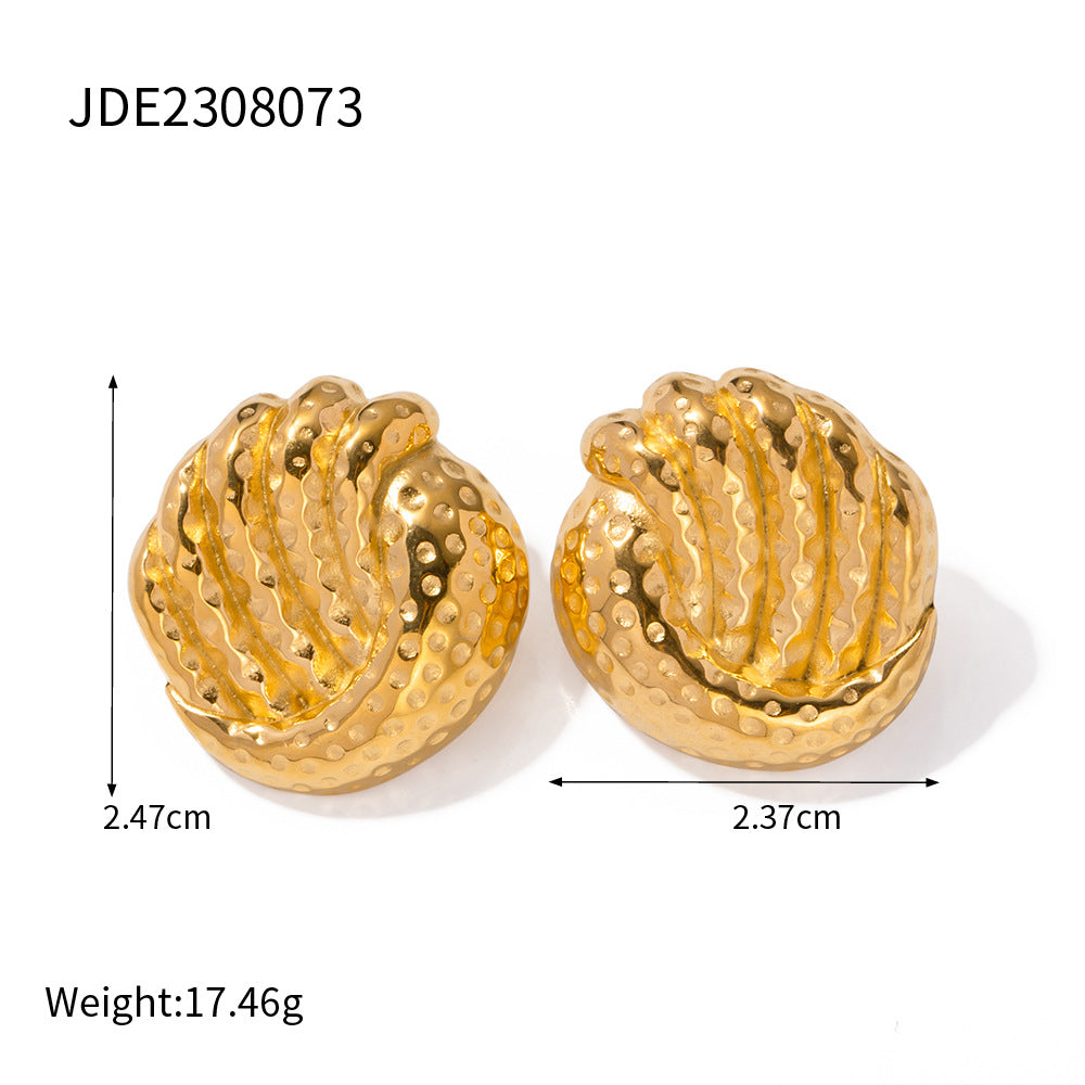 5pcs Titanium Steel Woven Hammer Earrings Earrings Stud New Fashion Temperament Niche Design Earrings