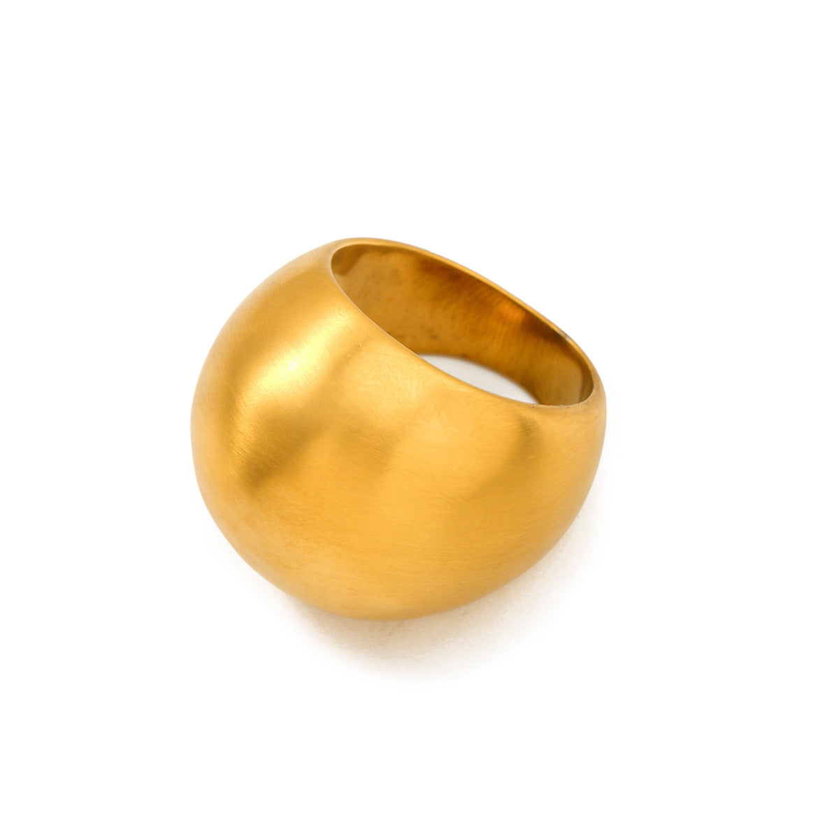 5pcs Cool Trendy Texture 18K Gold Stainless Steel Chubby Matte Brushed Ring Simple Ring