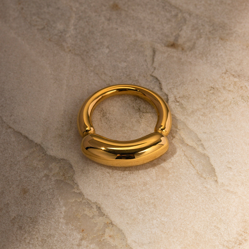 5pcs Style Solid Color 18K Gold Plated Stainless Steel Ring With All Trends Do Not Fade Niche Jewelry Ring