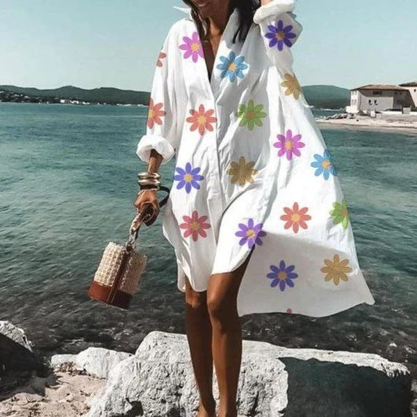 Women's Clothing Spring New Fashion Temperament Print Loose Shirt Dress A Generation