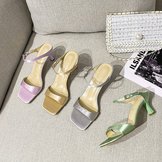New Simple Sandals Women Spring And Summer Fashion New Stiletto Fairy Shoes With Skirt High Heels