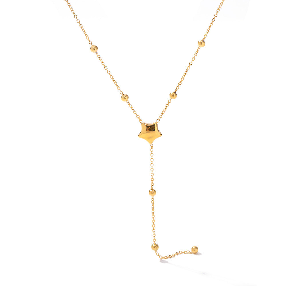 5pcs 16K Gold Stainless Steel Y-Shaped Star Necklace Pendant Necklace Does Not Fade Jewelry Trend