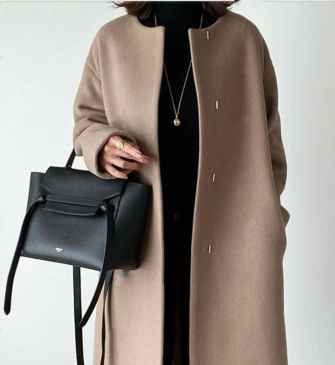 5 Color Loose Coat Female Spring New Light Mature Wind Solid Color Medium Long Coat Top