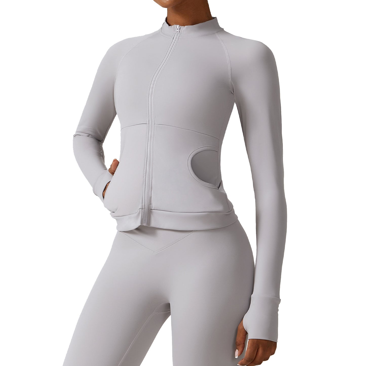 Zipper Outdoor Running Sports Coat Naked Sense Quick Drying Long Sleeve Yoga Wear Tight Fitness Wear Coat