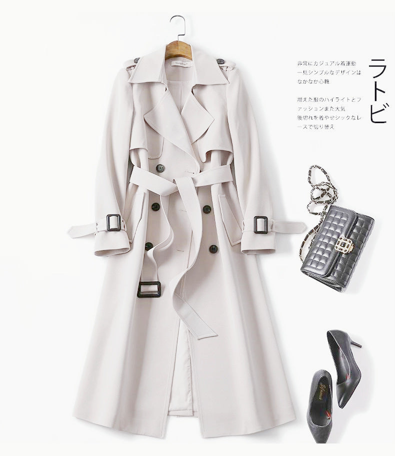 Slim New Classic Temperament Trench Coat Female Over The Knee In The Long Version Of Loose Small Popular Coat Coat
