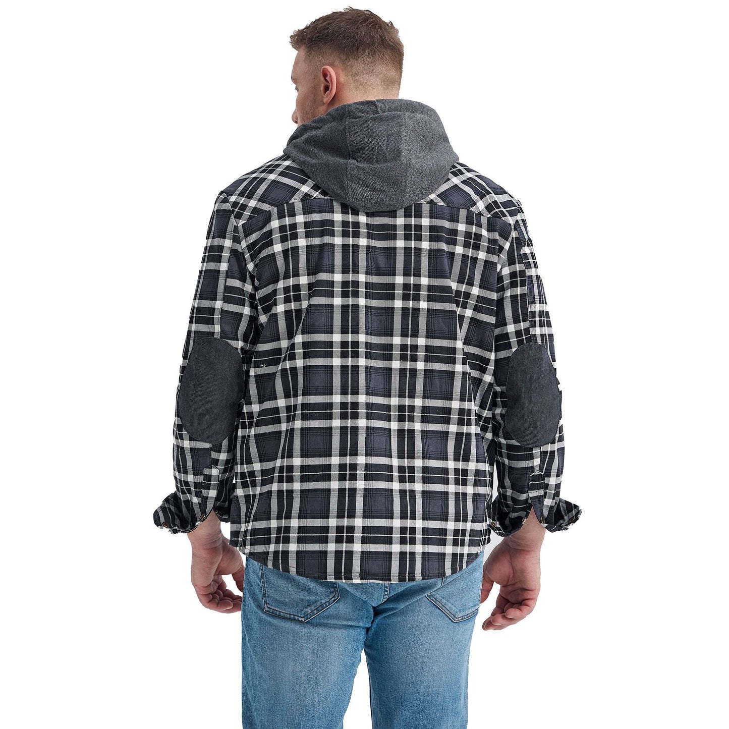 Men's Coat Plaid Shirt Plus Fleece Large Size Winter Windproof Warm Hooded Cotton Jacket