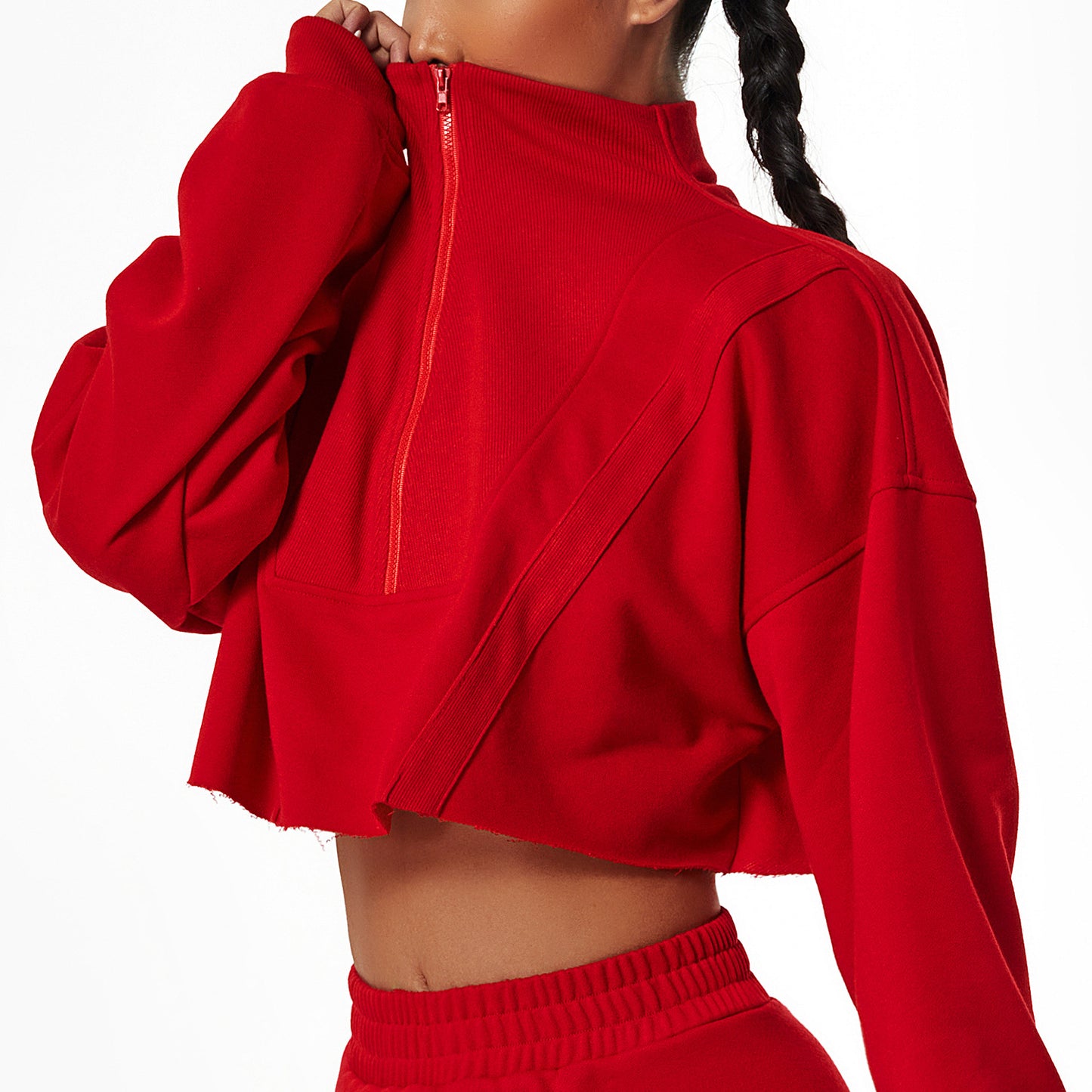 Long Sleeved Sports Hoodie Loose Fashion Stand-Up Collar Zipper Top Wear Gym Training Casual Outdoor Hoodie