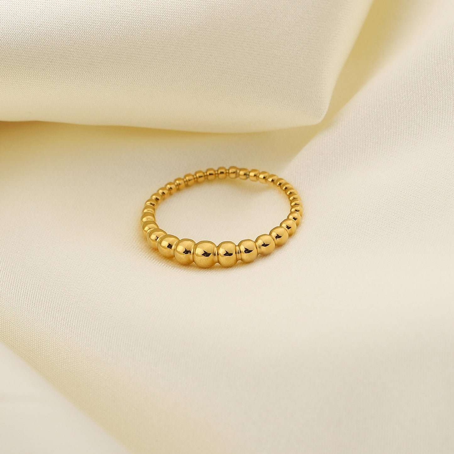 5pcs Chic Small Polka Dot Mini Ring 18K Gold Ip Plated Stainless Steel Wedding Ring Exquisite Ring