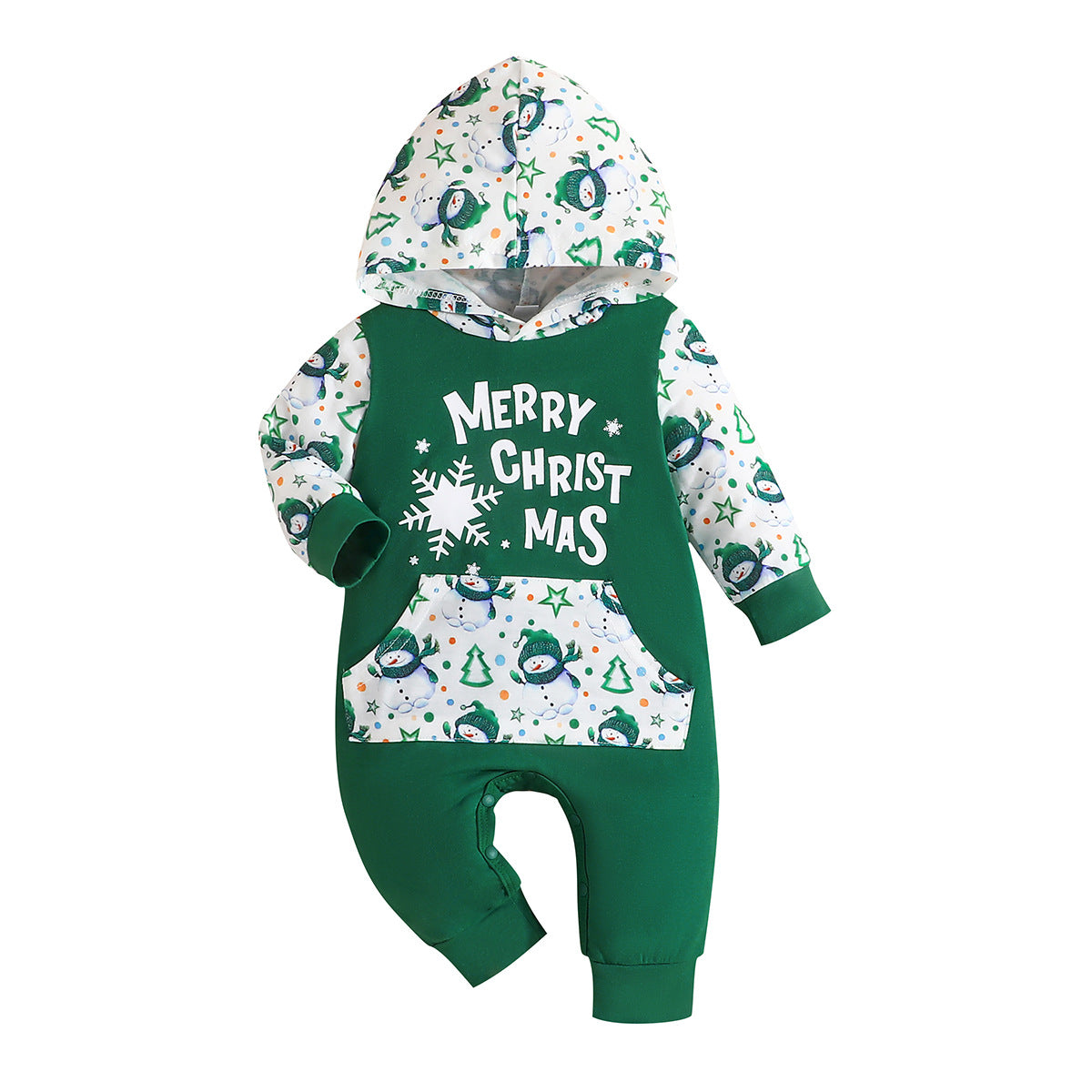 New Fashion Baby Hooded Long Legs Clothing Spring And Autumn Children Christmas Holiday Christmas Printing