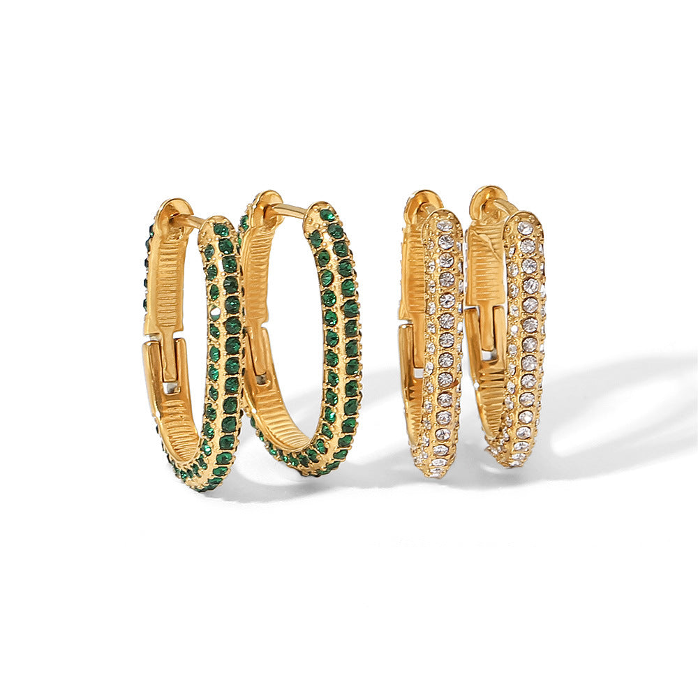 5pcs New Fashion Women's Earrings 18K Gold-Plated Stainless Steel Jewelry Geometric Zircon Women's Earrings