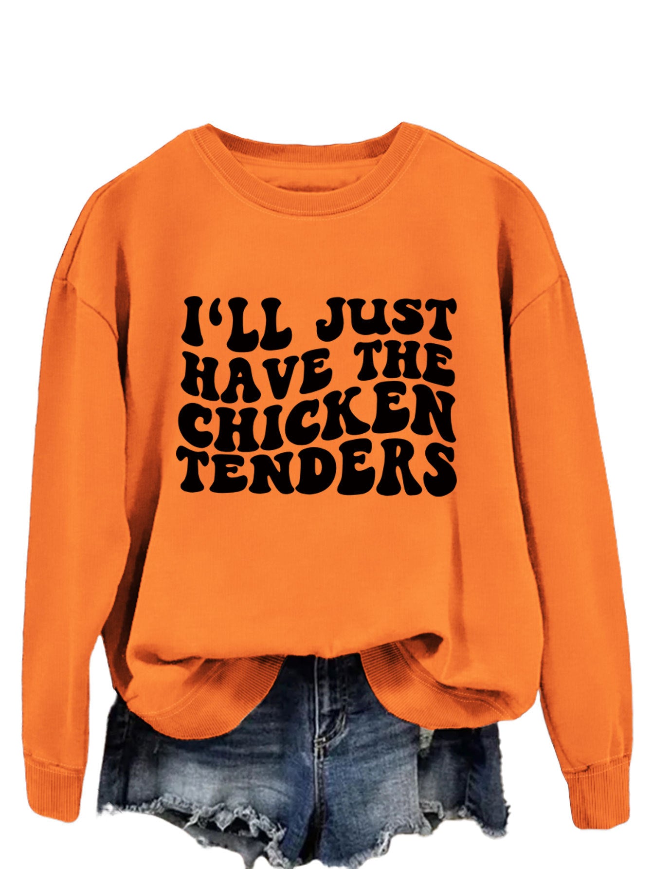 I'LL Just Have The Chicken. Women's Crew-Neck Long-Sleeved Loose-Fitting Hoodie