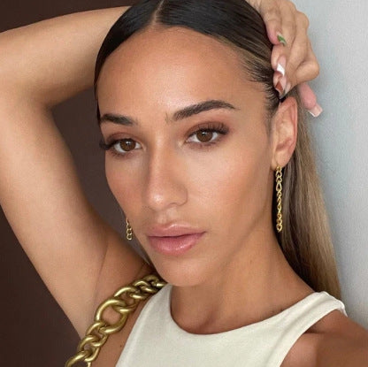 5pcs Gold Ear Chain Earrings Niche High-Grade Sense Does Not Fade Titanium Steel Gold-Plated Ear Chain Earrings Yiwu