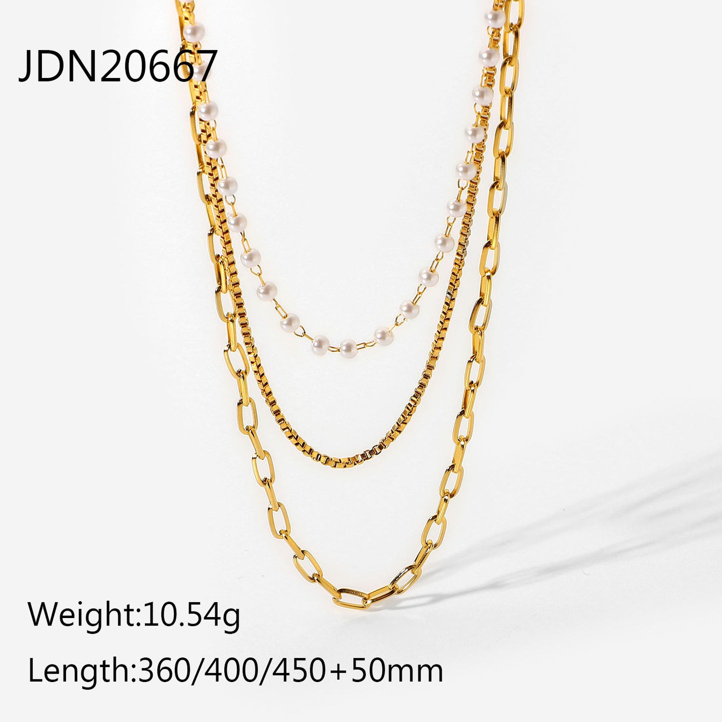 5pcs Necklace Is Independently Packaged 18K Gold Stainless Steel Small Pearl Chain Three-Layer Necklace For Women