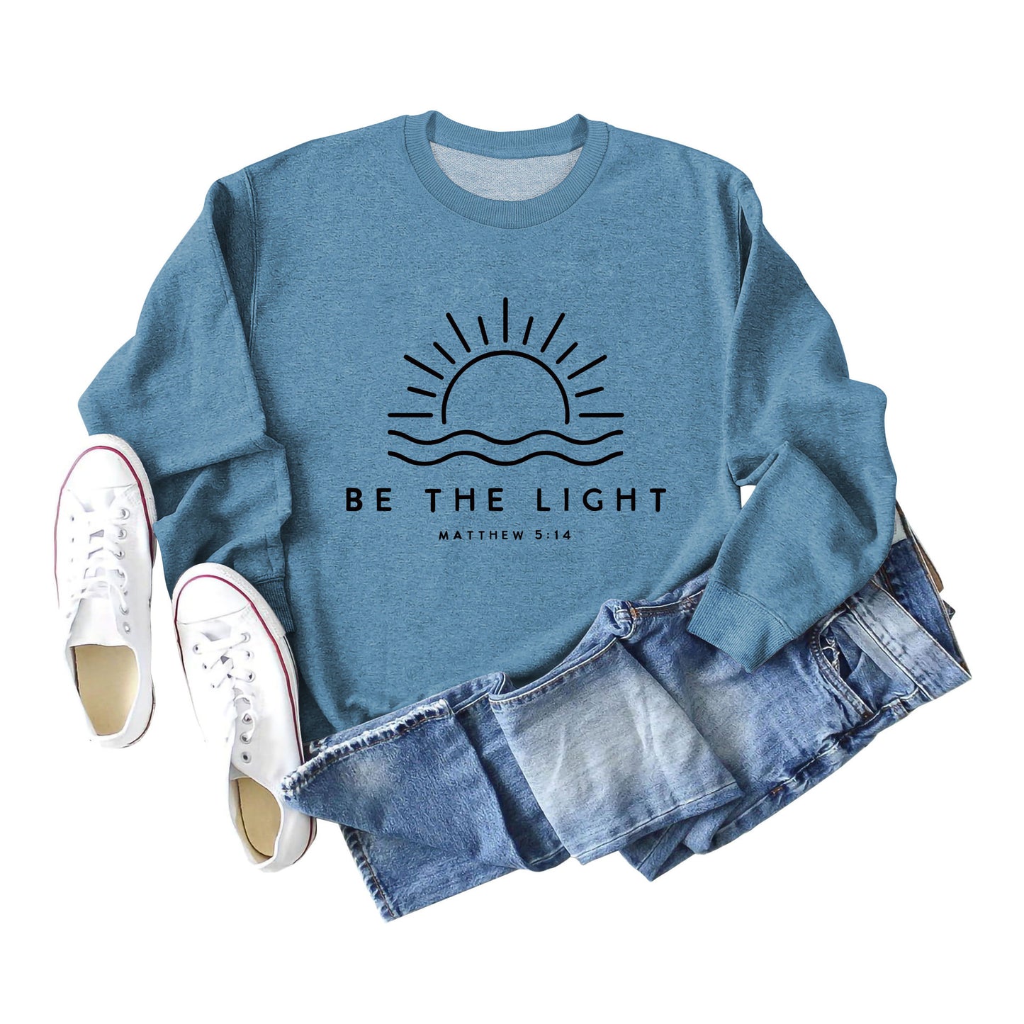 Fun Casual Be The Light Matthew Loose Long-Sleeved Hoodie For Women