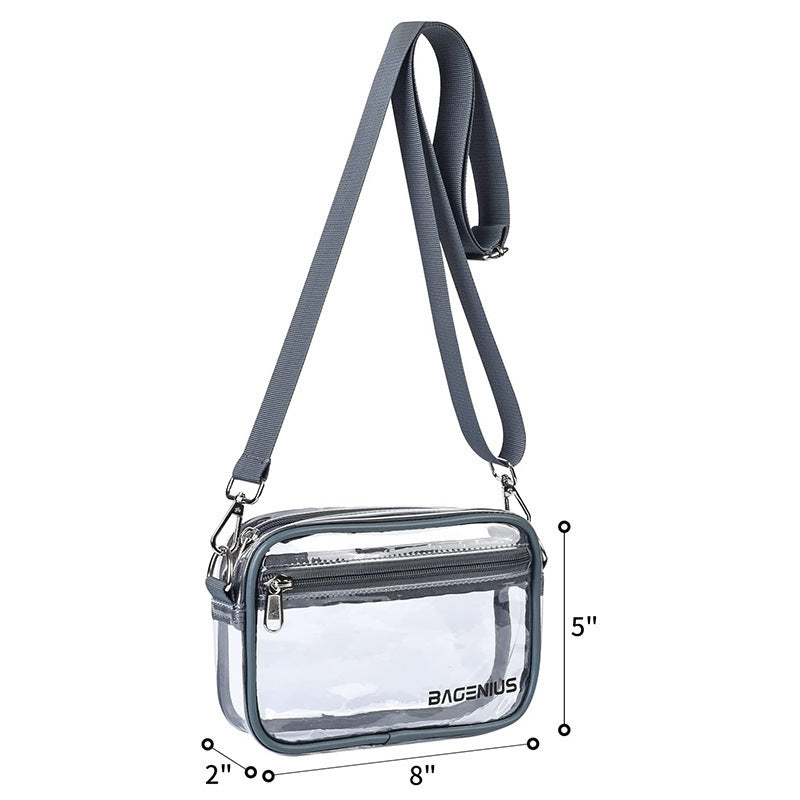 Simple Pvc Transparent Crossbody Bag Outdoor Sports Waterproof Clutch Bag Storage Bag Detachable Shoulder Strap Pu Coin Purse