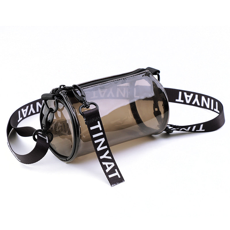 Transparent Bag New Fashion Waterproof Pvc Jelly Bag Women's Crossbody Bag Mini Cylinder Mobile Phone Bag