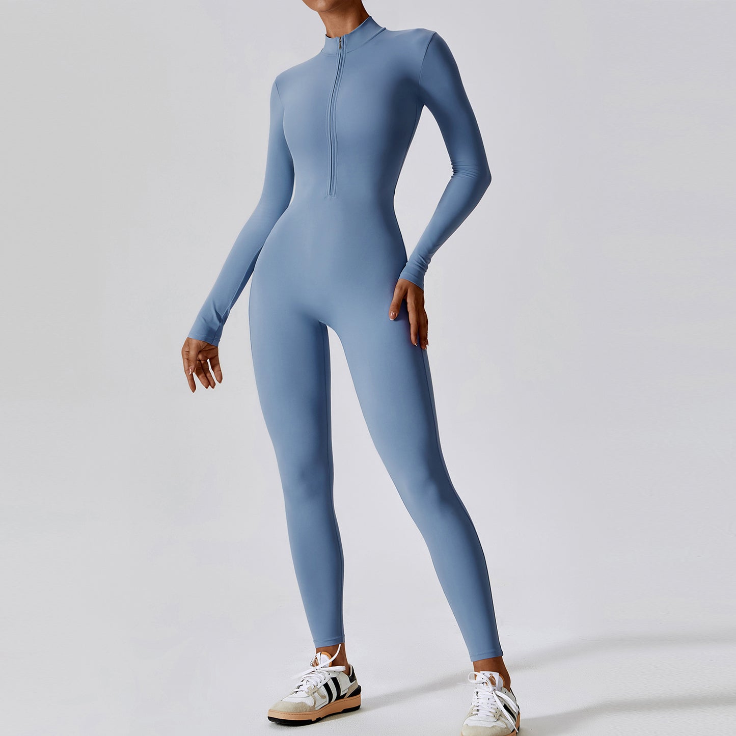 Zipper Naked Long Sleeve Yoga Jumpsuit High Intensity Fitness Sports Bodysuit