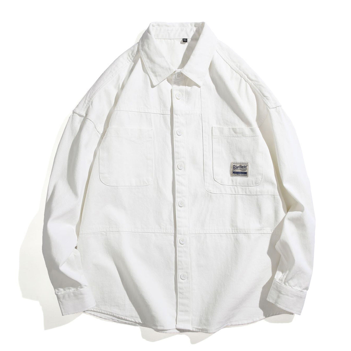 Khaki Overalls Shirt Coat Men's Long-Sleeved Casual Loose Shirt Jacket Fall New Folded Wear