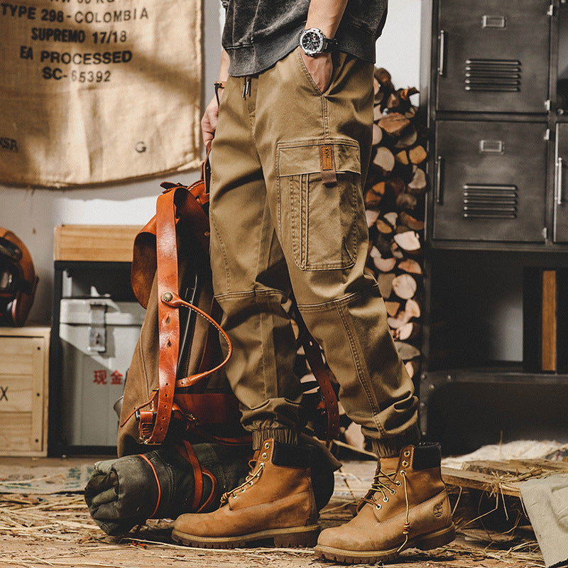 Heavy Vintage Cargo Pants Men Loose Straight Tube Spring And Autumn Casual Pants Men Wide Legs Large Size Corset Pants