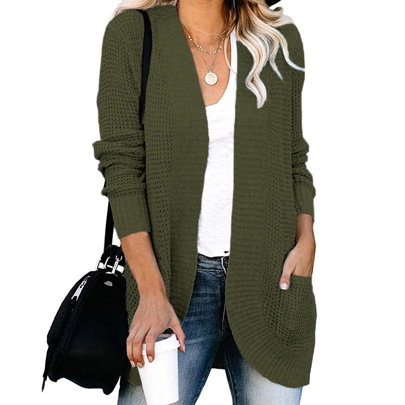 New Autumn And Winter Cardigan Women's Curved Front Knit Sweater Women